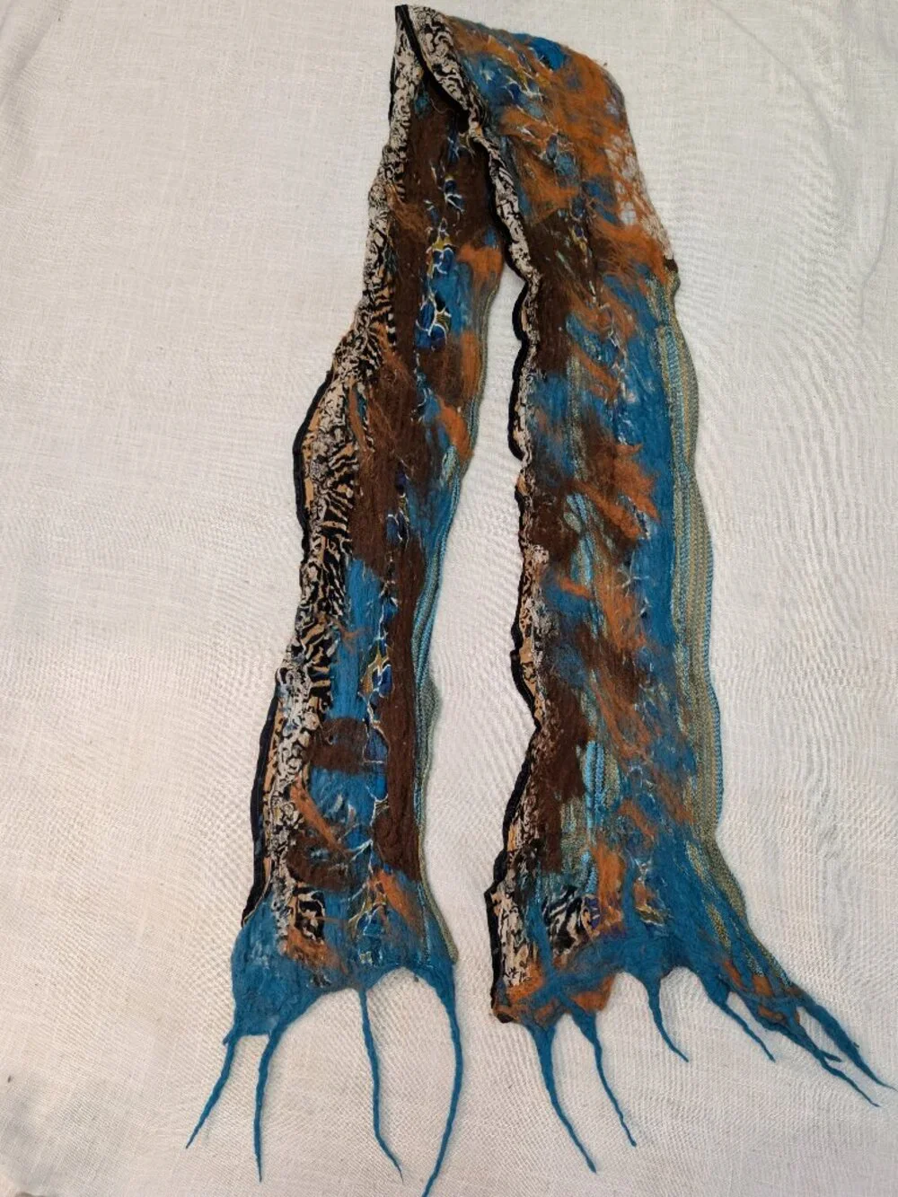 Felt Scarf Mixed Media with Fringe